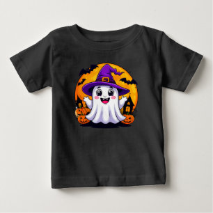 T-shirt Pour Bébé Joli fantôme de dessin animé avec un chapeau de so