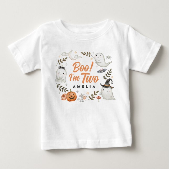 T-shirt Pour Bébé Joli Halloween Boo d'anniversaire ! Je suis T-shir (Devant)