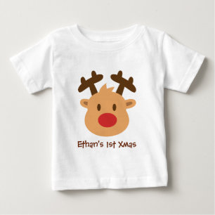 T-shirt Pour Bébé Joli le renne au nez rouge 1er Noël