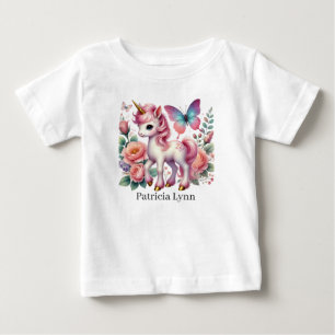 T-shirt Pour Bébé Joli licorne ajouter nom fantaisie