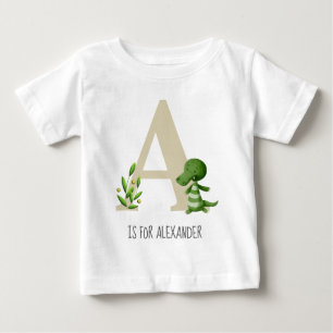 T-shirt Pour Bébé Joli Monogramme Alligator Serif Gras Enfants
