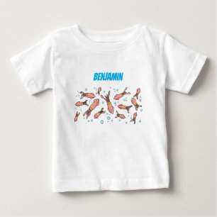 T-shirt Pour Bébé Joli motif caricature de calmar rose