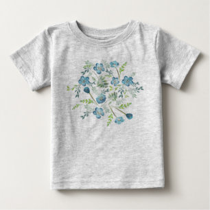 T-shirt Pour Bébé Joli Motif vert aquarelle bleu