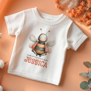 T-shirt Pour Bébé Joli Nom de Bébé Abeille Bourdon Aquarelle Punaise