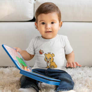 T-shirt Pour Bébé joli petit lion avec oiseau