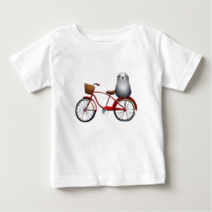 T-shirt Pour Bébé Joli petit sceau de dessin animé sur un vélo