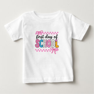 T-shirt Pour Bébé Joli Premier Jour d'École Ruban Rose Kawaii Filles