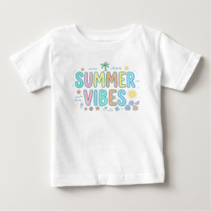 T-shirt Pour Bébé Joli T-Shirt Bébé Rétro Été Groovy Plage
