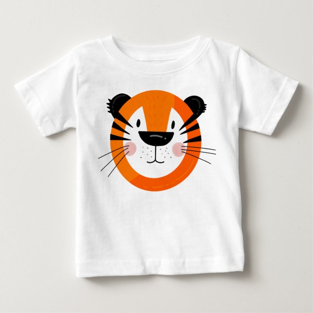 T-shirt Pour Bébé Joli Tiger Visage Art (Devant)