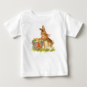 T-shirt Pour Bébé Jolie aquarelle lapin de pâques et panier