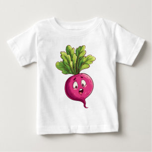 T-shirt Pour Bébé Jolie betterave rose dessin animé avec expression