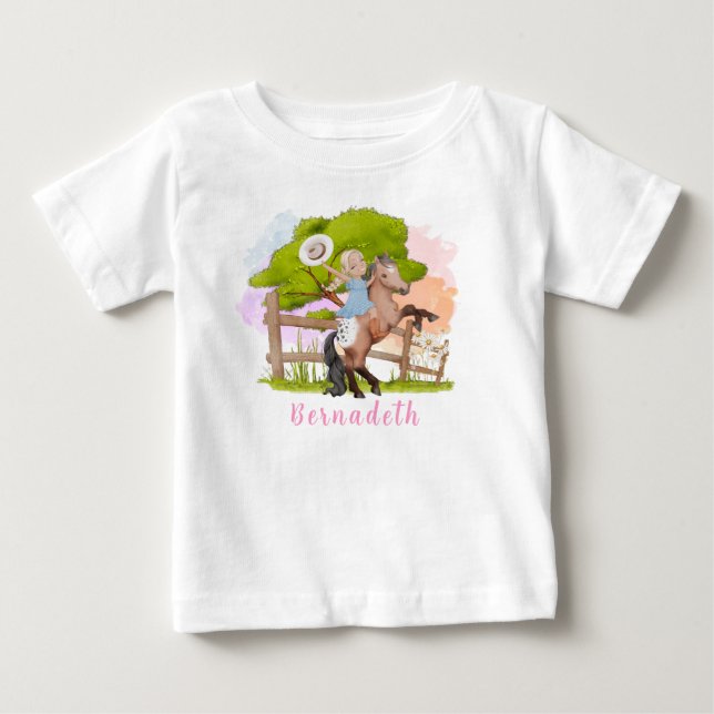 T-shirt Pour Bébé Jolie ferme Blond Girl Anniversaire (Devant)