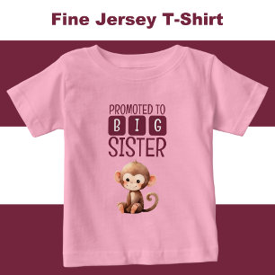 T-shirt Pour Bébé Jolie grande sœur singe rose