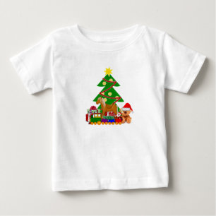 T-shirt Pour Bébé Jolie Noël présente sous l'arbre de Noël