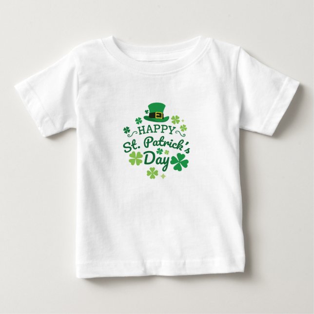 T-shirt Pour Bébé Jolie St. Patrick's Day Lucky Celebrate Print (Devant)