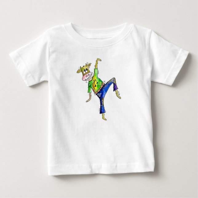 T-shirt Pour Bébé Jolie vache dansante Whimsical (Devant)