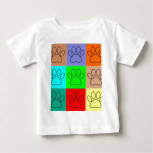 T-shirt Pour Bébé Jolies Pattes de Chien en Carrés