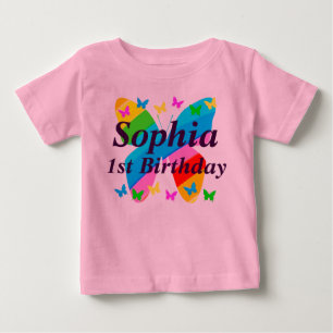 T-SHIRT POUR BÉBÉ JOLIMENT PERSONNALISÉ 1ER ANNIVERSAIRE BUTTERFLY T
