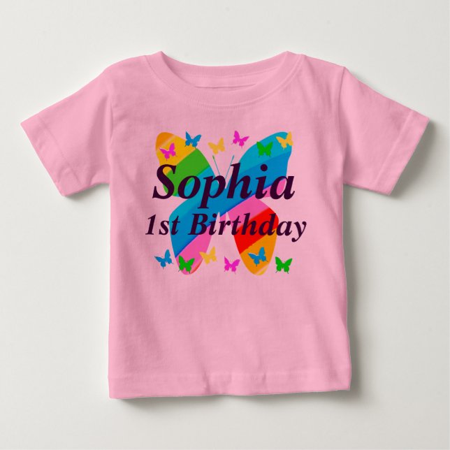 T-SHIRT POUR BÉBÉ JOLIMENT PERSONNALISÉ 1ER ANNIVERSAIRE BUTTERFLY T (Devant)