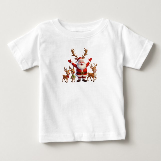 T-shirt Pour Bébé Jolly Santa and Friends (Devant)