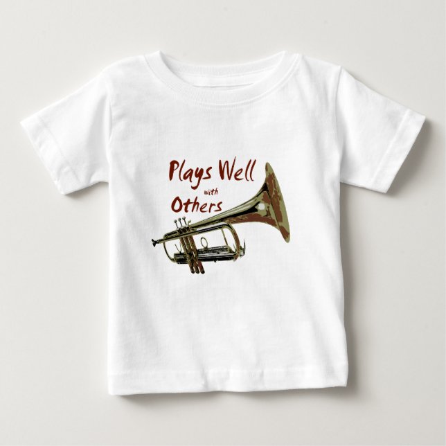 T-shirt Pour Bébé Joue bien avec les autres/ Trumpet (Devant)