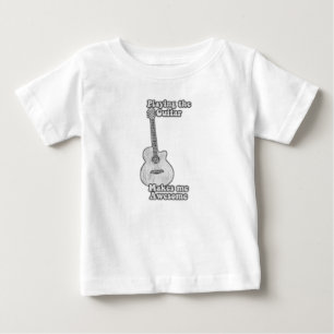 T-shirt Pour Bébé Jouer à la guitare me rend génial. noir & blanc