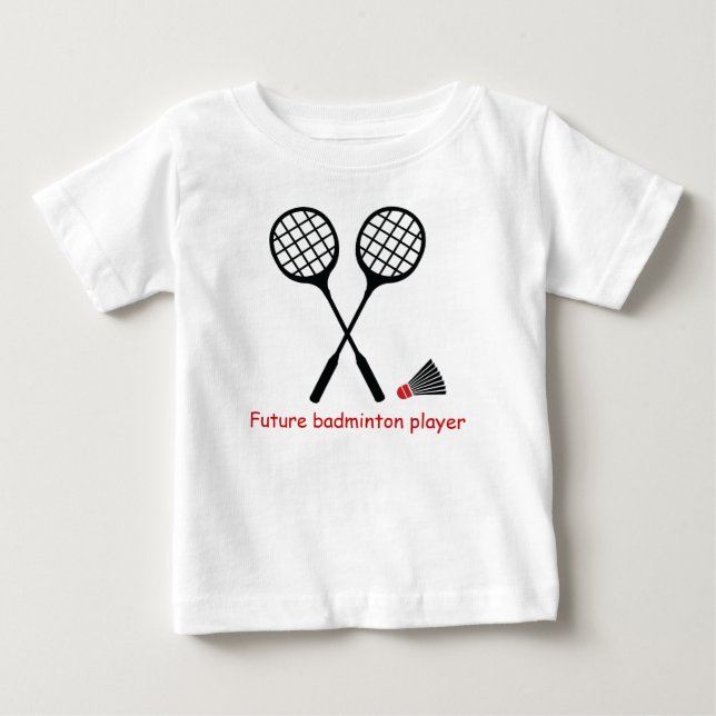 T-shirt Pour Bébé Joueur de badminton, raquette et billetterie (Devant)