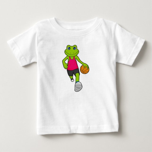 T-shirt Pour Bébé Joueur de basket-ball de grenouille (Devant)