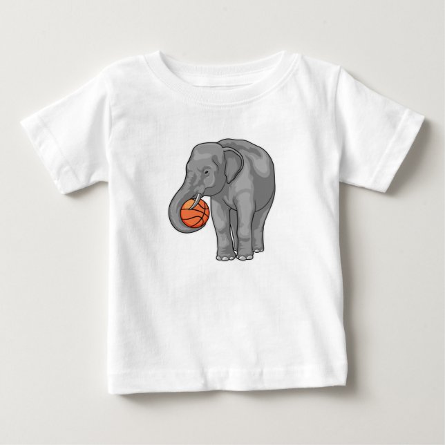 T-shirt Pour Bébé Joueur de basket-ball éléphant (Devant)