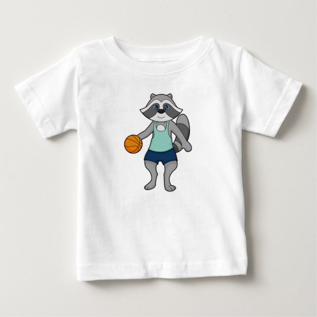 T-shirt Pour Bébé Joueur de basket-ball Racoon (Devant)