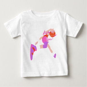 T-shirt Pour Bébé Joueur de basket-ball rose faisant un dunk graphiq