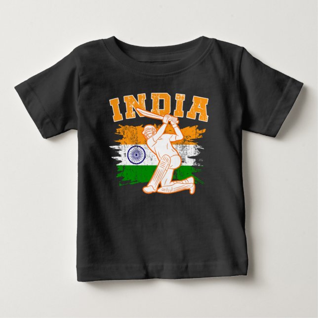 T-shirt Pour Bébé Joueur de cricket indien (Devant)