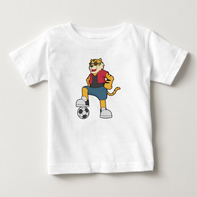 T-shirt Pour Bébé Joueur de football de Tiger (Devant)