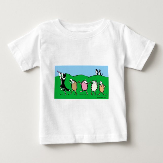 T-shirt Pour Bébé Joueur de pipeau pie de border collie (Devant)