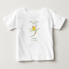 T-shirt Pour Bébé Jour d'anniversaire jonquille mois d'aquarelle mar