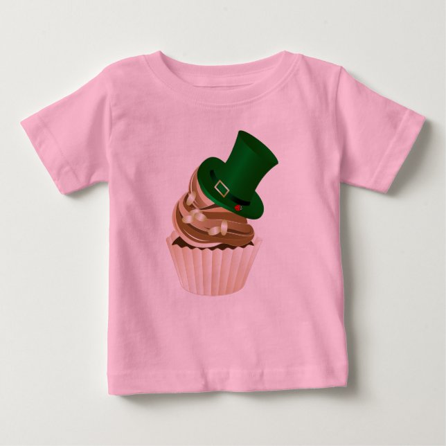 T-shirt Pour Bébé Jour de la Saint Patrick Casquette Cupcake (Devant)