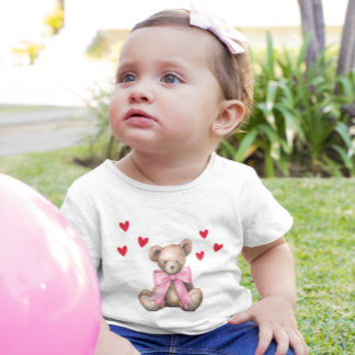 T-shirt Pour Bébé Jour de la Saint-Valentin Ourson Mignon Teddy