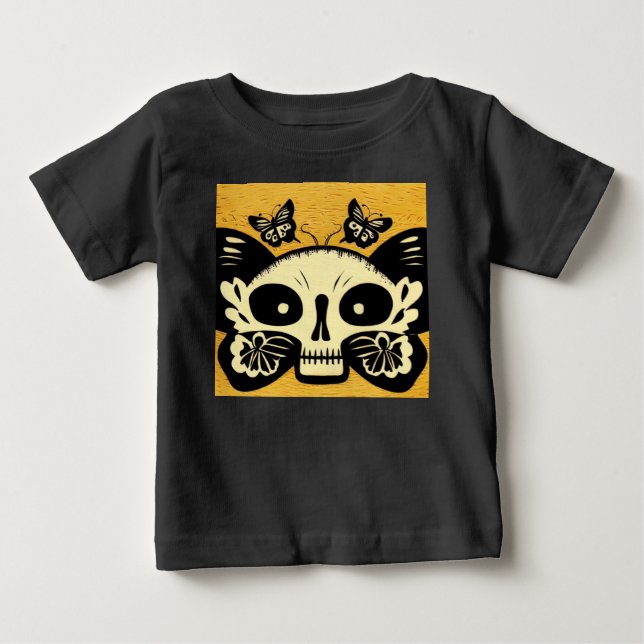 T-shirt Pour Bébé Jour des papillons morts Woodcut 1 (Devant)