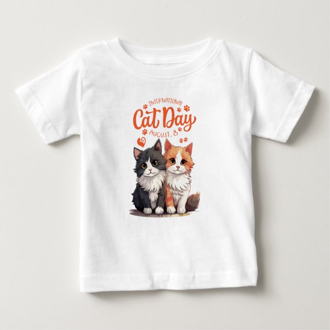 T-shirt Pour Bébé Journée internationale du chat (Devant)