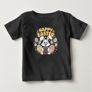 T-shirt Pour Bébé Joyeuses Pâques 2025  Œufs Lapin Mignon