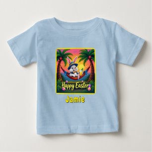T-shirt Pour Bébé Joyeuses Pâques Nom Personnel