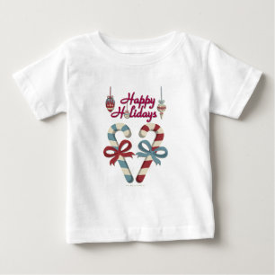 T-shirt Pour Bébé Joyeuses vacances Sucre de canne coeur