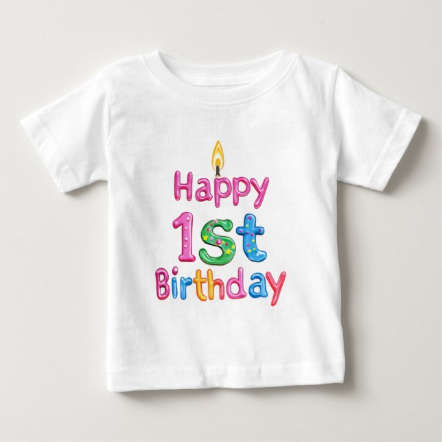 T-shirt Pour Bébé Joyeux 1er anniversaire - Célébration Conception d (Devant)