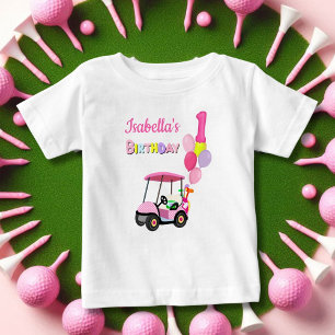 T-shirt Pour Bébé Joyeux 1er Anniversaire Polka Dot Rose Fille Golf