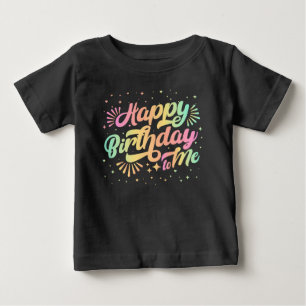T-shirt Pour Bébé Joyeux Anniversaire à Moi Typographie Arc-en-ciel