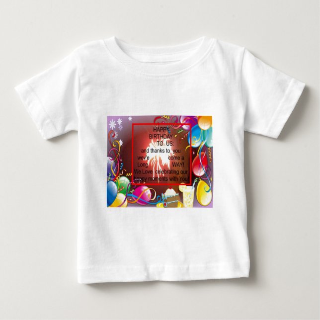 T-shirt Pour Bébé Joyeux anniversaire à nous Art Imprimer (Devant)