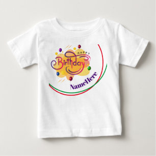 T-shirt Pour Bébé Joyeux Anniversaire Personnalisé Nom moderne Cadea