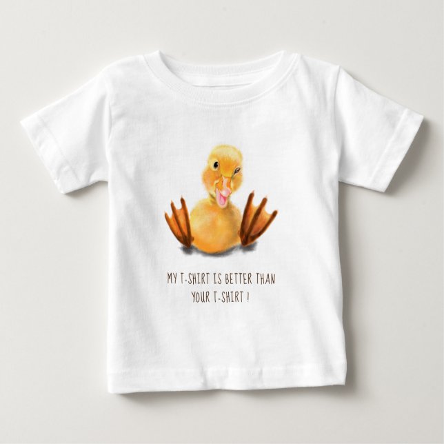 T-shirt Pour Bébé Joyeux Canard Jaune Joué Wink - Ajouter un texte (Devant)