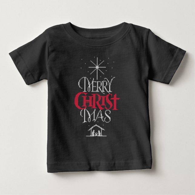 T-shirt Pour Bébé Joyeux CHRISTmas Ugly Sweater Religieux chrétien (Devant)