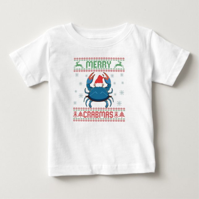 T-shirt Pour Bébé Joyeux crabes Funny Crabe laide de Noël (Devant)